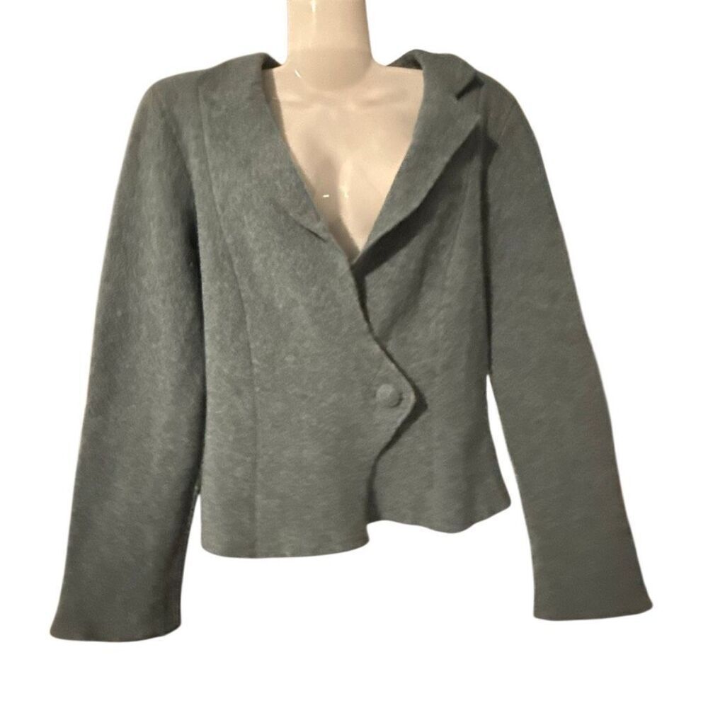 C Gilbert 100% Wool Asymmetrical Jacket Blazer – Gray/Blue – Small